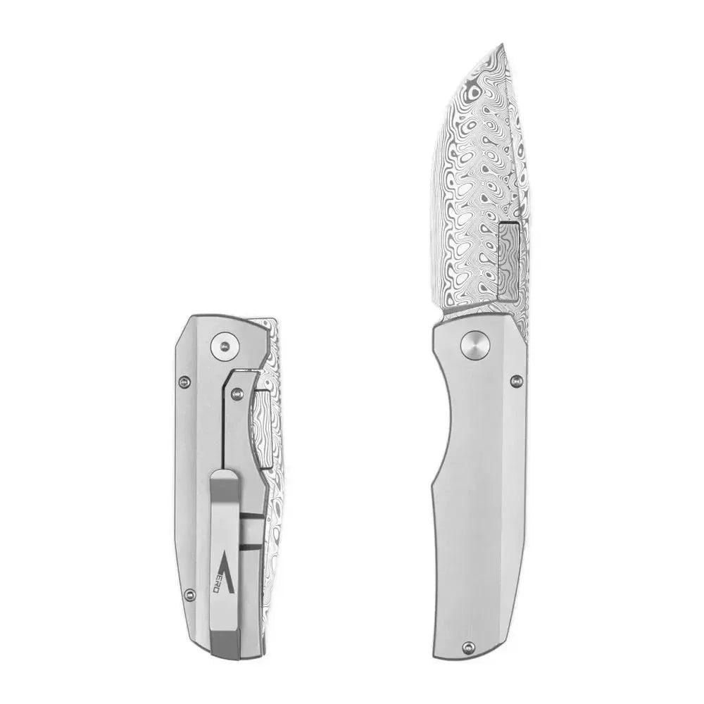 Vero Engineering-Vero Engineering Nova - Raw Titanium Handle - Damasteel Blade-1-Urban Cutlery