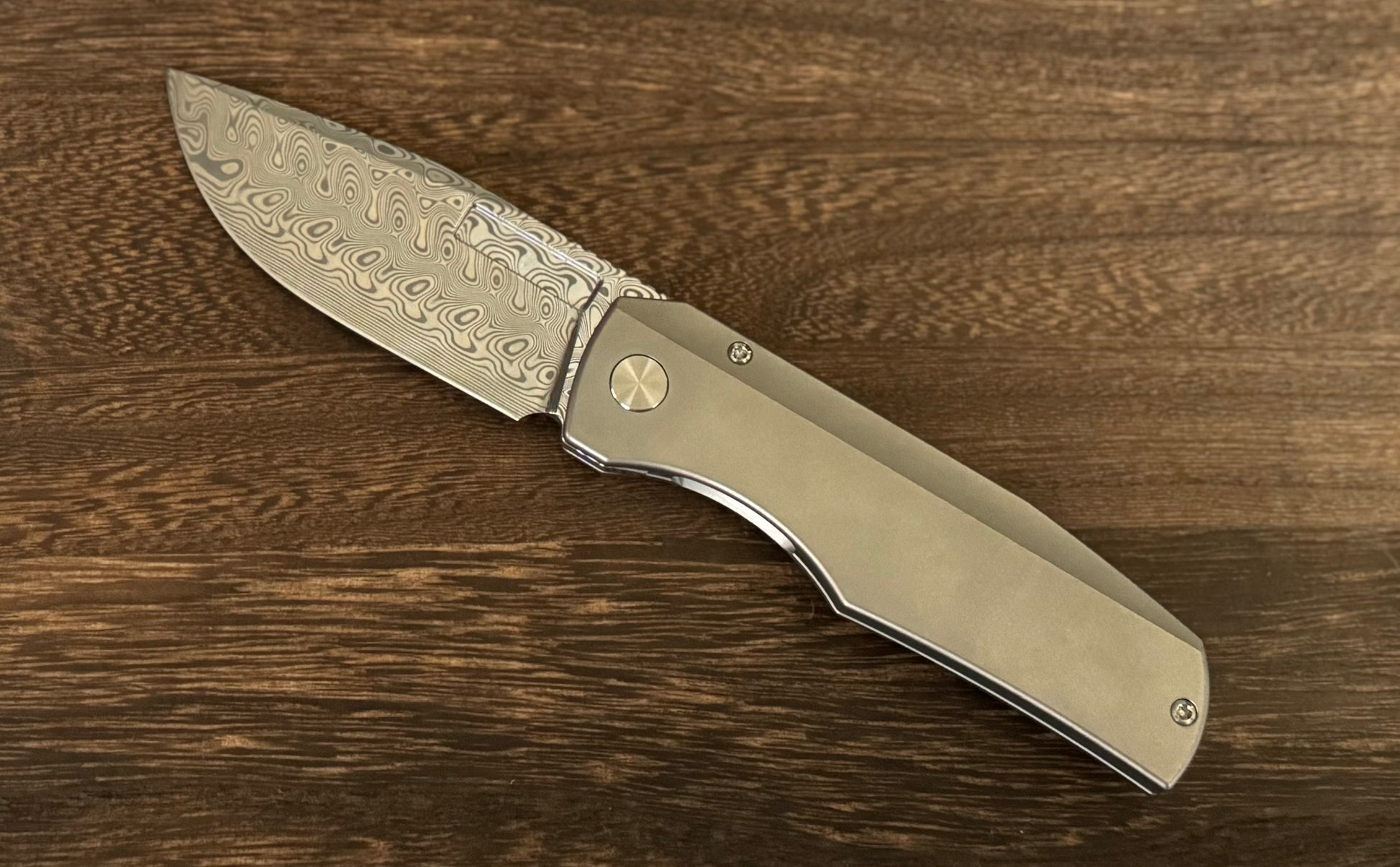 Vero Engineering-Vero Engineering Nova - Raw Titanium Handle - Damasteel Blade-2-Urban Cutlery