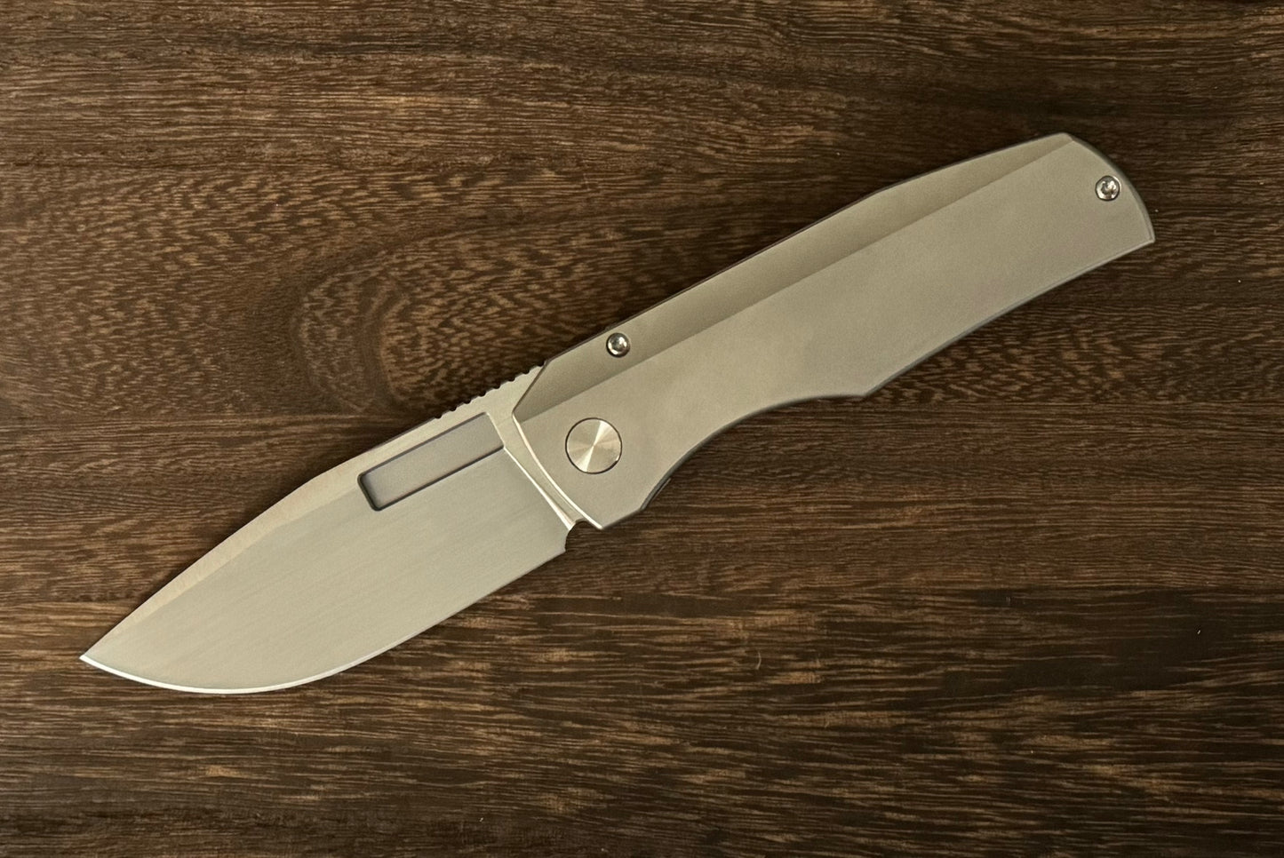 Vero Engineering-Vero Engineering Nova - Raw Titanium Handle - Hand Satin Blade-2-Urban Cutlery