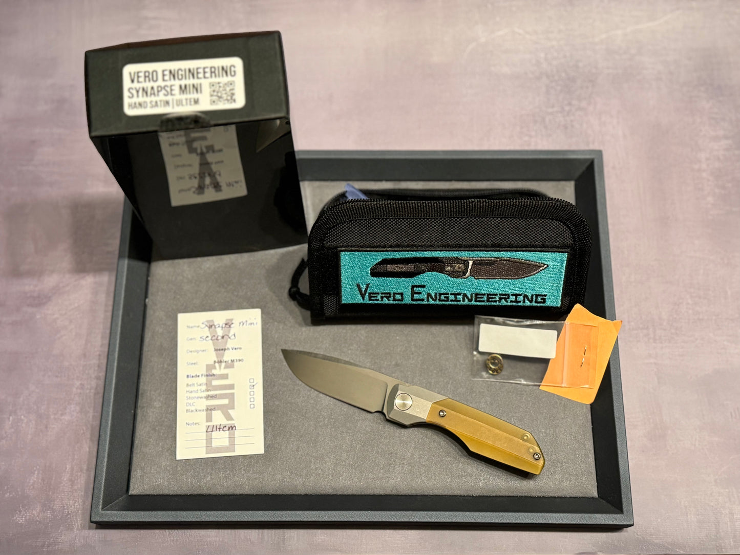 Vero Synapse Mini (REC) - Ultem and SW Ti Handle - Hand Satin M390 Blade - Pre-Owned Vero Engineering Urban Cutlery & Lifestyle Shoppe