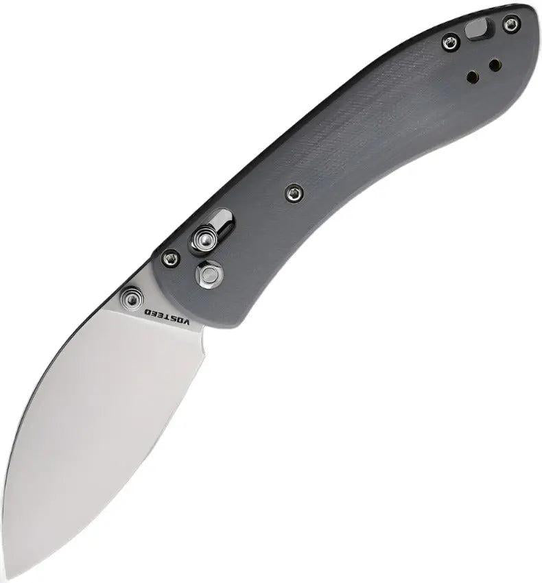 Vosteed-VOSTEED MINI NIGHTSHADE CROSSBAR - GRAY G10 HANDLE- 14C28N - VOSA0206-1-Urban Cutlery