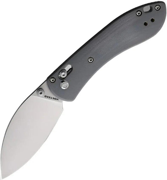 Vosteed-VOSTEED MINI NIGHTSHADE CROSSBAR - GRAY G10 HANDLE- 14C28N - VOSA0206-1-Urban Cutlery
