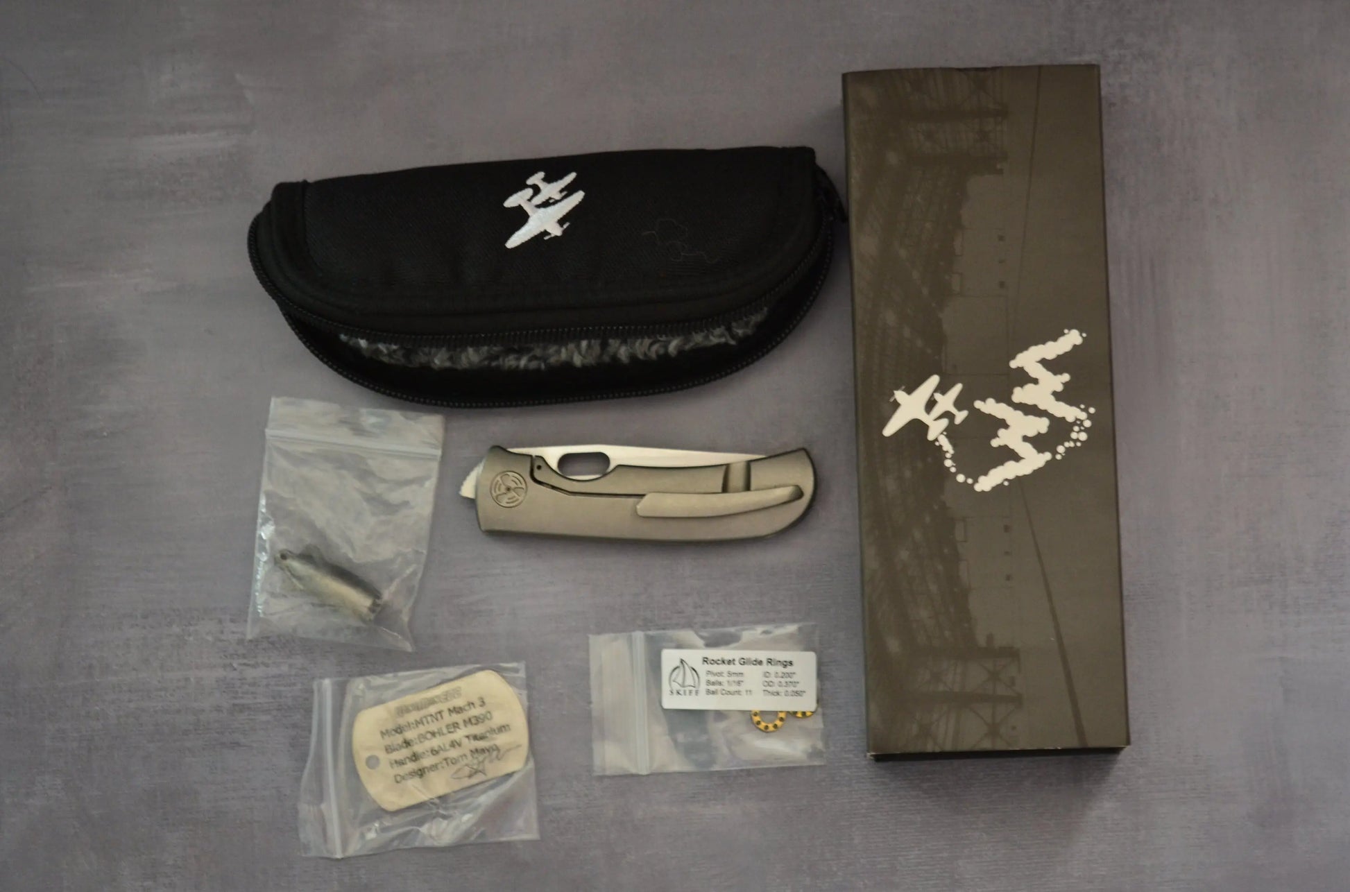 WingmanEDC; Tom Mayo-WingmanEDC x Tom Mayo MTNT Mach 3 - Titanium - Hand Rubbed M390 - Pre-Owned-6-Urban Cutlery