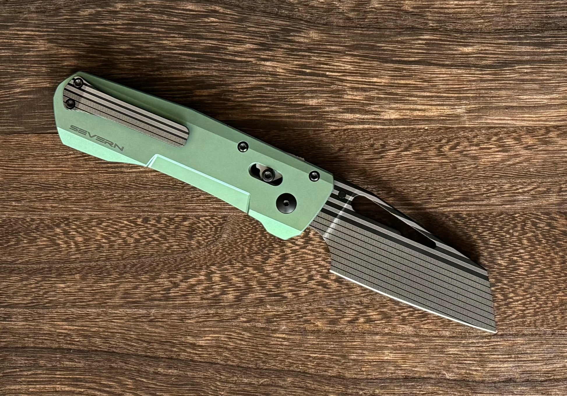 Winterblade - Severn Green Ano Titanium, Laser Bacon M390 Blade - Brand New Urban Cutlery & Lifestyle Shoppe