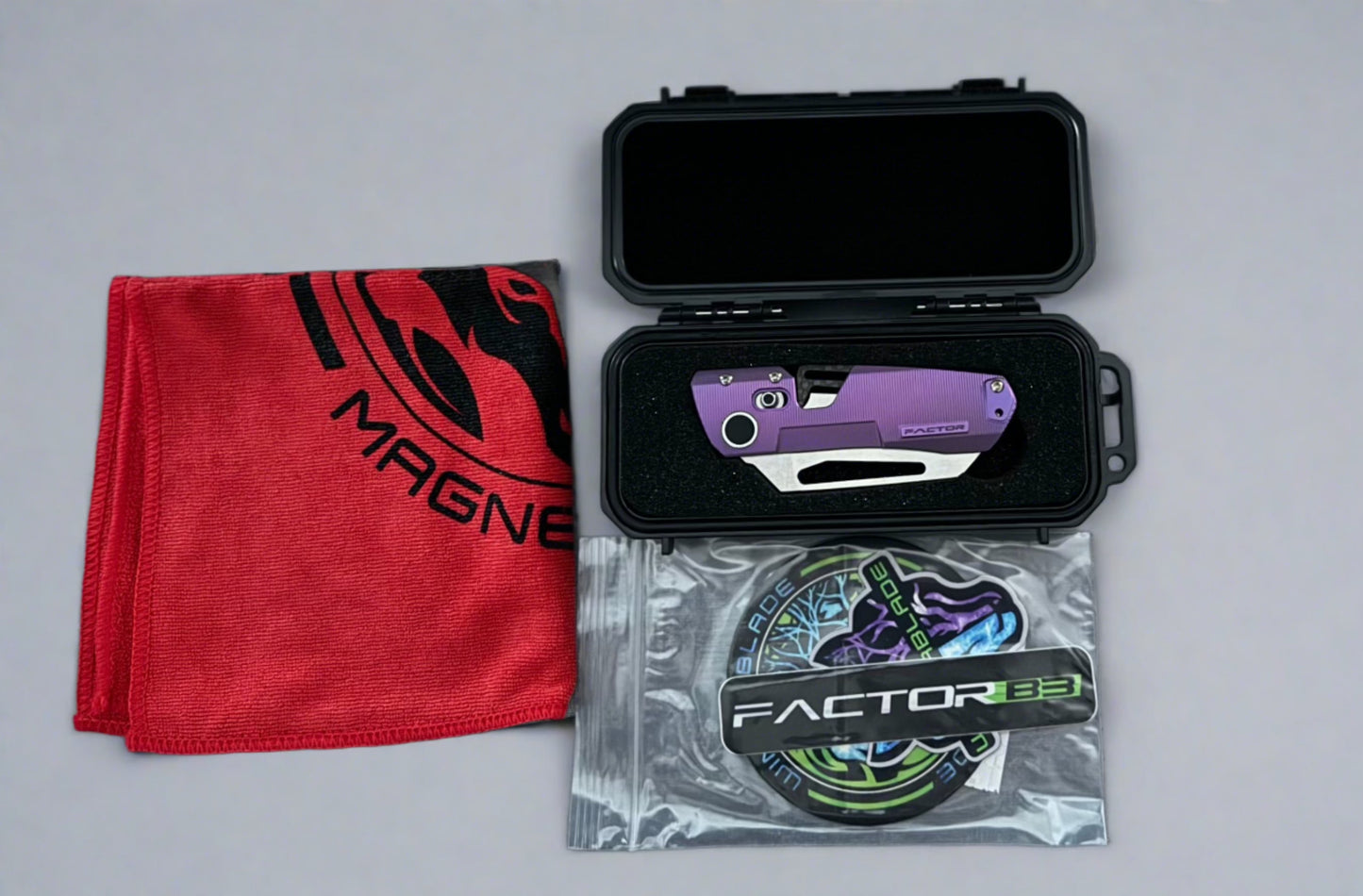 Winterblade-Winterblade - Factor B3 Purple Ano Full Titanium, Stonewashed M390 Blade, Timascus Clip, w/ Flip Lever - Brand New-6-Urban Cutlery