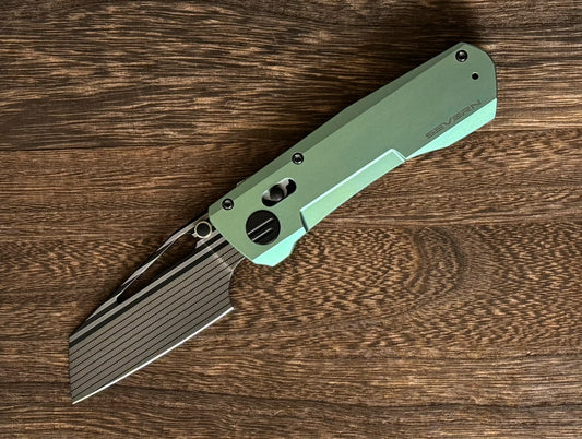 Winterblade-Winterblade - Severn Green Ano Titanium, Laser Bacon M390 Blade - Brand New-1-Urban Cutlery