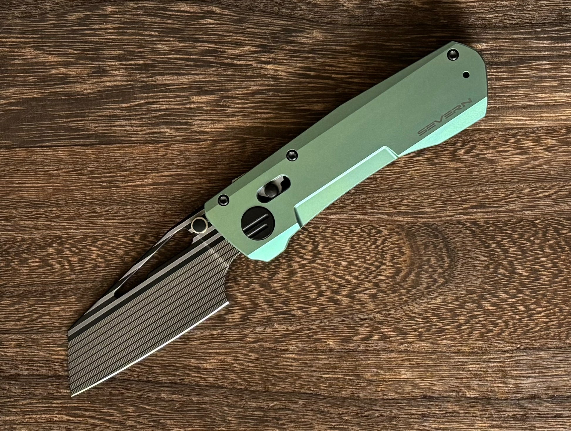 Winterblade-Winterblade - Severn Green Ano Titanium, Laser Bacon M390 Blade - Brand New-Urban Cutlery