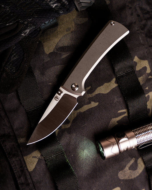 Chaves Knives RCK9 Titanium Frame Lock - Stonewash Titanium Handles - Machine Satin M390 Blade